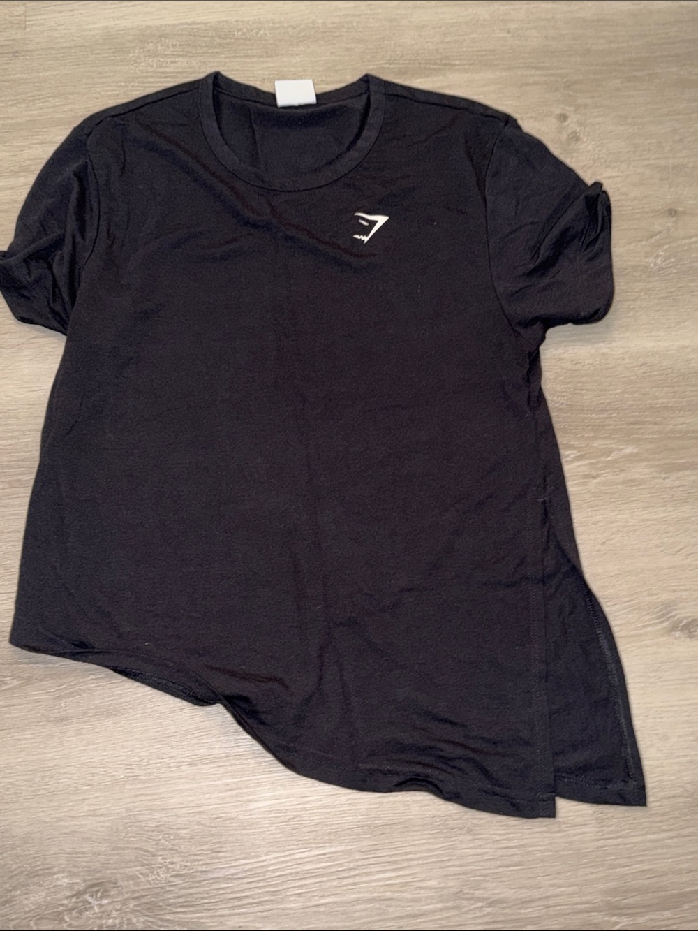 Gymshark Asymetrical Black Crew Neck Logo Tshirts